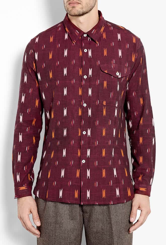 Universal Works Claret Ikat Cotton Shirt