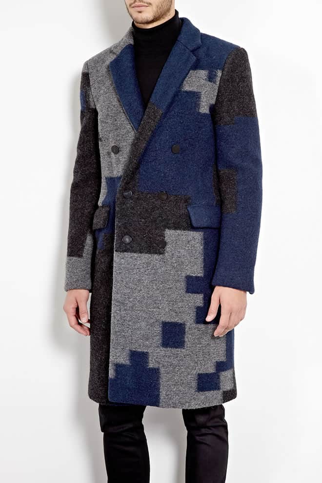 3.1 Phillip Lim Navy Digital Block Db Overcoat