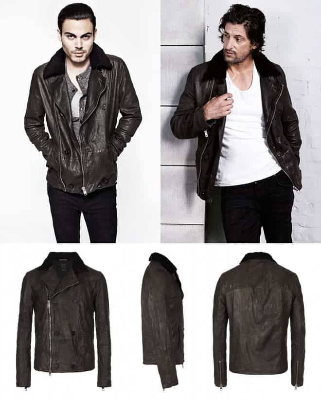 Diverse Leather Pea Coat