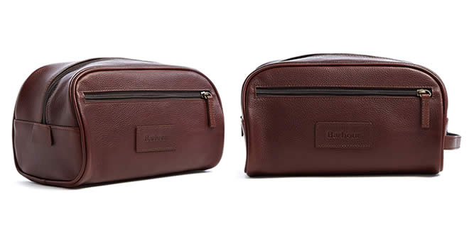 Barbour Chocolate Leather Washbag