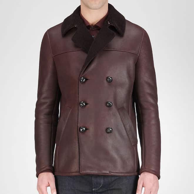 Bottega Veneta - Dark Maroon Felted Shearling Caban