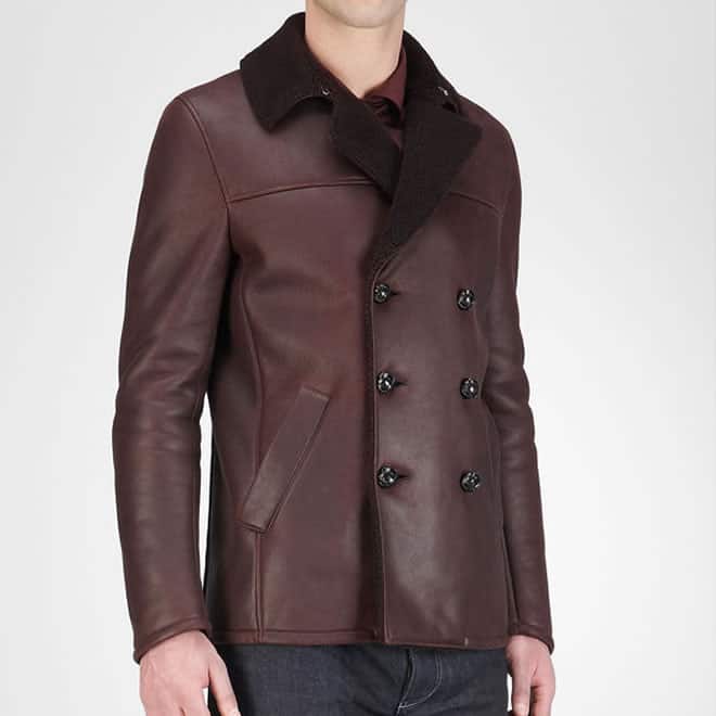 Bottega Veneta - Dark Maroon Felted Shearling Caban