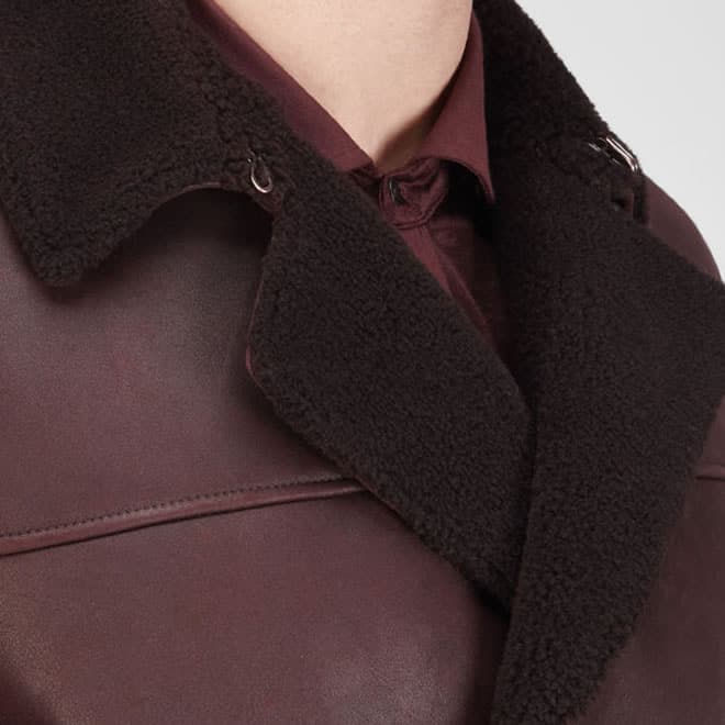 Bottega Veneta - Dark Maroon Felted Shearling Caban