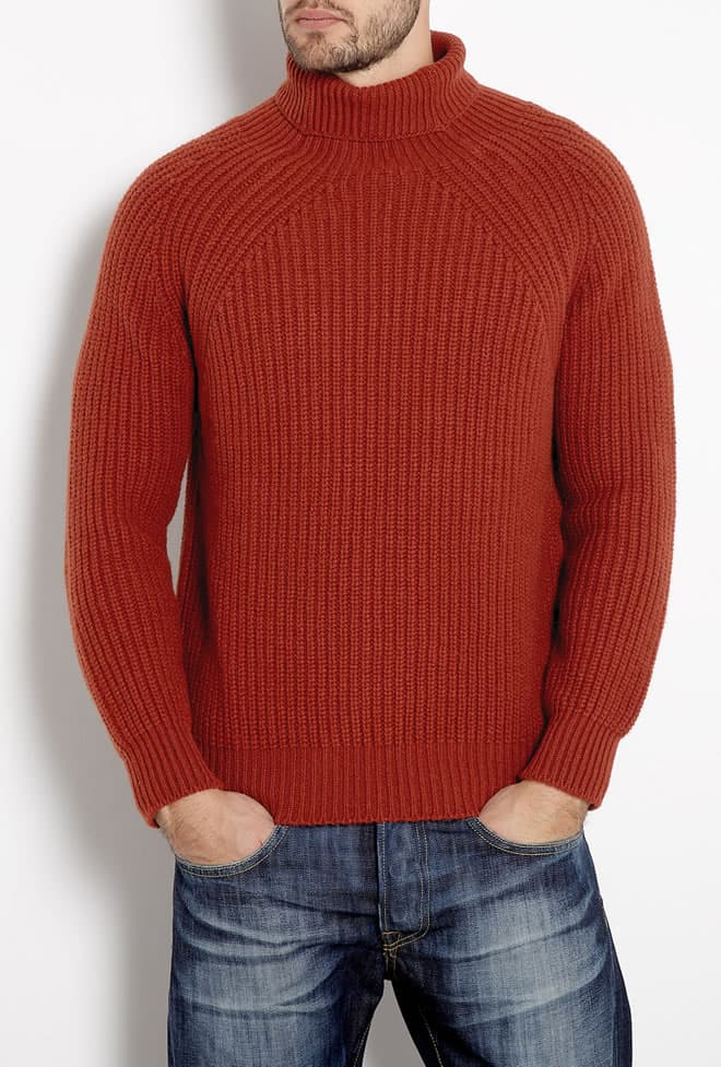 Inis Meain Burnt Orange Boatbuilder's Rollneck Knit