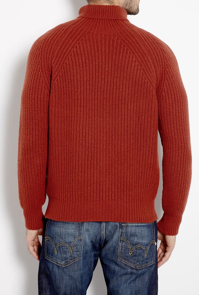 Inis Meain Burnt Orange Boatbuilder's Rollneck Knit
