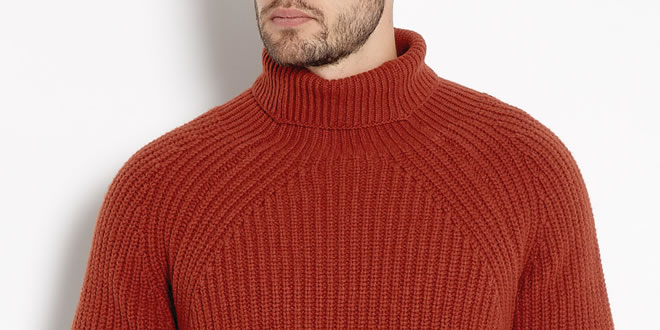 Inis Meain Burnt Orange Boatbuilder’s Rollneck Knit