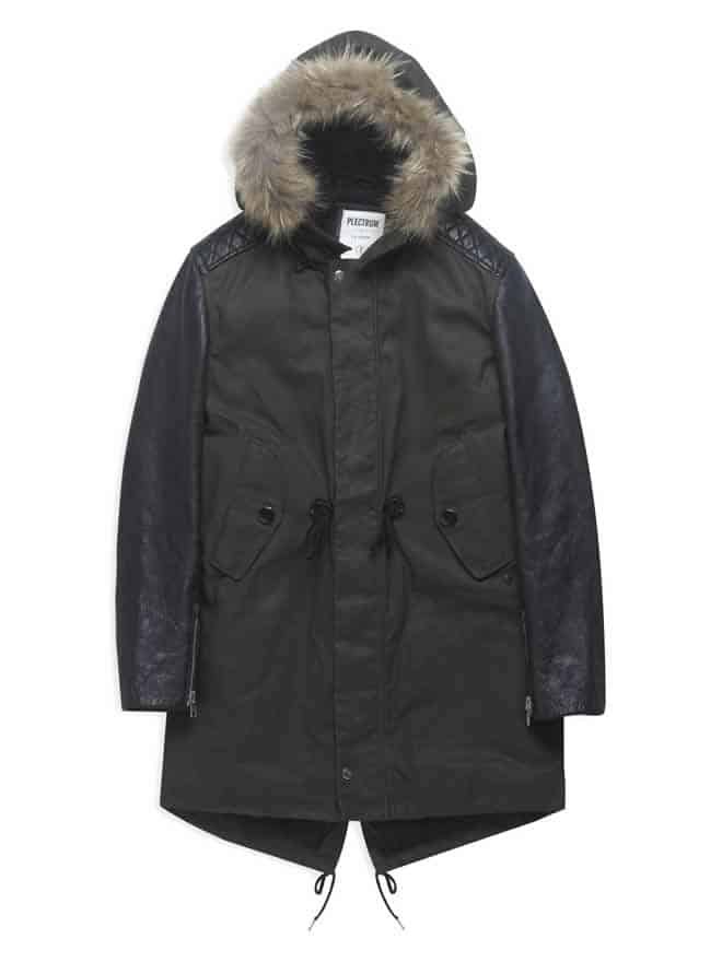 Ben Sherman Plectrum Leather Sleeve Canvas Parka