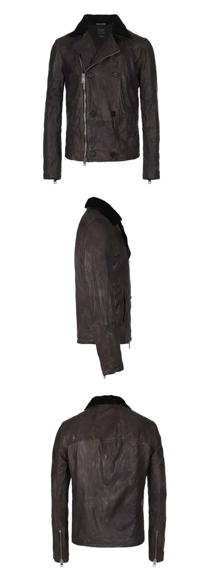 AllSaints Diverse Leather Pea Coat