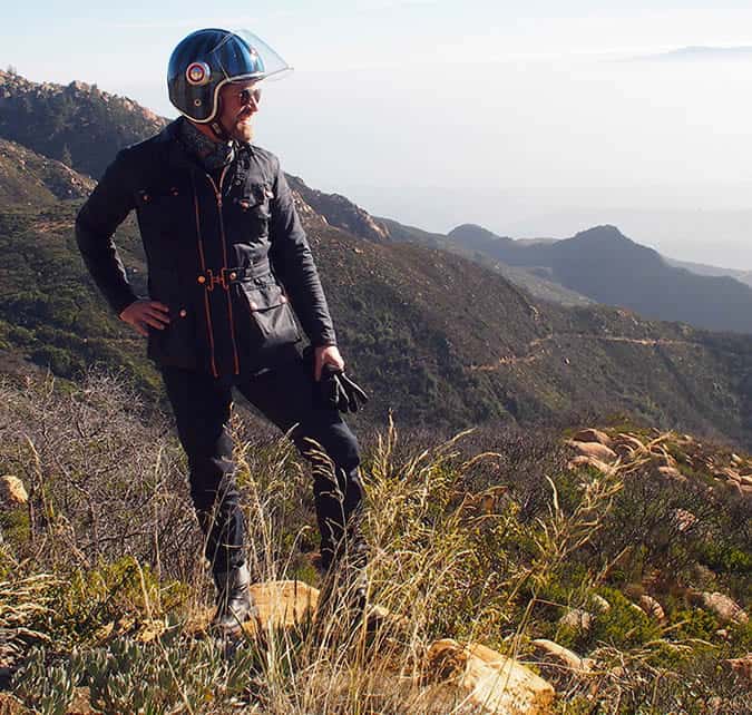 Paul D’Orleans Wearing Twin Track Motorcycle Jacket