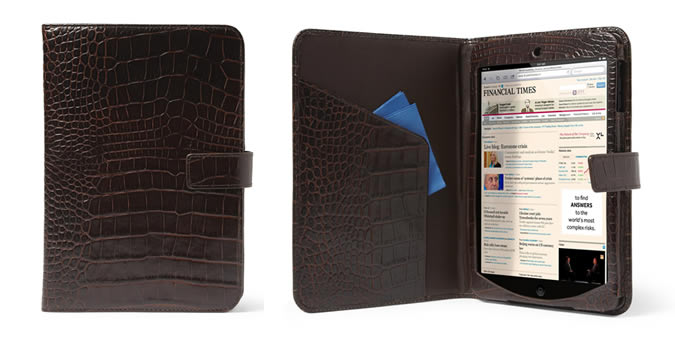 Smythson Crocodile-Embossed Leather iPad Mini Case