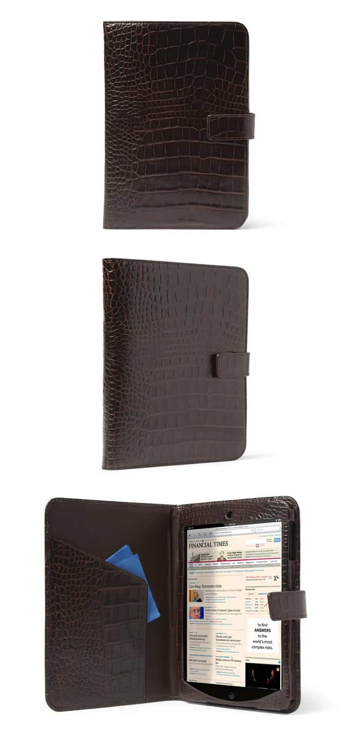 Smythson Crocodile-Embossed Leather iPad Mini Case