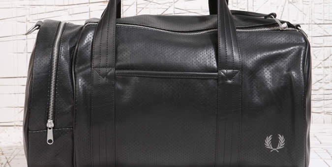 Fred Perry Black Perforated Barrel Bag